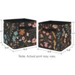 Sweet Jojo Designs Girl Fabric Storage Bins Set Boho Floral Wildflower Black Orange and Blue - Image 4