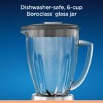 Oster 2-in-1 One Touch Blender - Stainless Steel: Glass Jar, 6 Speeds, Smoothies, Ice Crush, Dishwasher-Safe Parts - Image 4