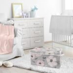 Sweet Jojo Designs Girl Fabric Storage Toy Bin Watercolor Floral Grey and Pink - Image 3