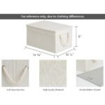Summit Adventure Storage Bins with Lid,Decorative Boxes with Soft Rope Handles,Foldable Basket,Mixing of Beige,White & Ivory,Large,3-Pack - Image 2