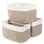 VECELO Large Cotton Rope Storage Baskets Set of 3, Sturdy Woven Organizer Bins for Nursery & Closet