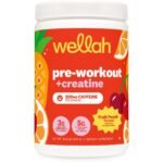 Wellah Pre-Workout + Creatine (30 Servings) Fruit Punch – 200mg Caffeine, 3g Creatine, 5g Citrulline Malate, Energy & Strength Support