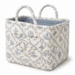 Alilang Quilted Floral Storage Caddy with Handles for Dorm Bathroom Vanity and Laundry Room - Blue