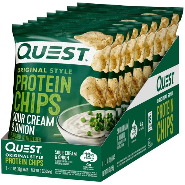 Quest Nutrition Protein Chips - Sour Cream & Onion - 8ct: Chip Variety Packs, 9g Net Weight, Ready to Eat