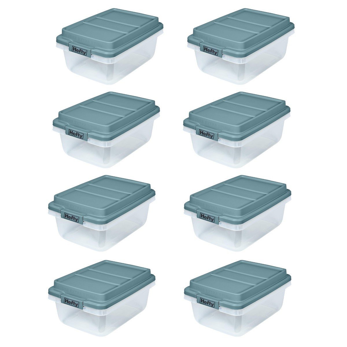 GUEST_0653cdaf-8407-4331-8645-9508427340e7.jpg Hefty 18 Qt Hi-Rise Stackable Plastic Storage Bin with Lid, 8 Pack, Smoke Blue - Image 1