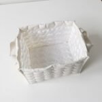 Alilang Quilted Square Storage Basket with Heart Pattern and Side Handles -Beige - Image 3