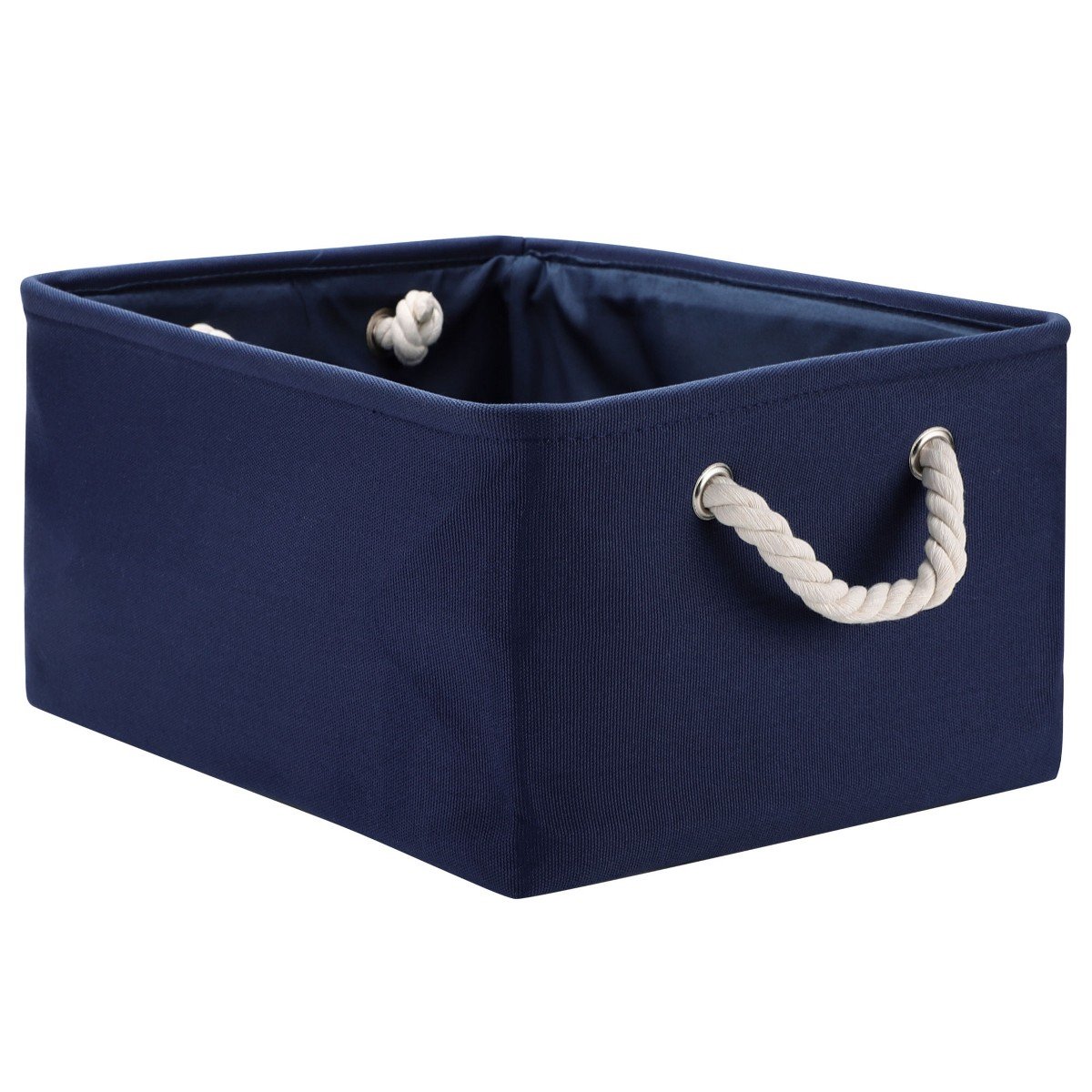 GUEST_0723959e-55e4-4a8d-a03c-bdb05f66ccd4.jpg Unique Bargains Foldable Fabric Home Storage Basket Bin Box With Handles Navy Blue L - Image 1