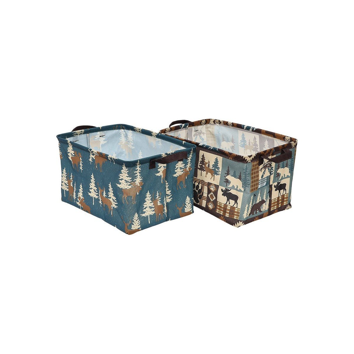 GUEST_07413686-8328-4626-ac3c-80c8897382dc.jpg The Lakeside Collection Rustic Printed Home Storage Decor Polyester Baskets Set of 2 - Lodge Patchwork & Moose - Image 1