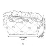 Alilang Womens Quilted Bow Print Cosmetic Bag with Ruffle Trim - Black - Image 5