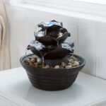 Nature Spring Indoor Fountain with LED Lights – Cascading 3-Tier Lighted Tabletop Water Feature with Soothing Sound – Zen Décor for Home or Office