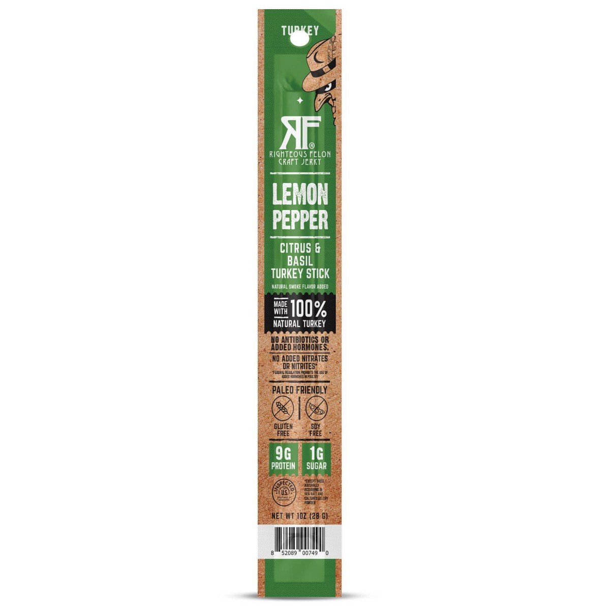 GUEST_09949a4a-9b68-48d6-bc28-189fc2b5675a.jpg Righteous Felon Craft Jerky Lemon Pepper Turkey Meat Stick - 9g Protein - 1oz - Image 1