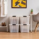 IRIS 72 Qt Stackable Plastic Storage Bins with Lids- Discreet- Pearl, 4Pk - Image 3