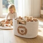 REGALWOVEN Shelf Closet Storage Basket with Wood Handles for Home Decor Lion 15*9.4*7.9in - Image 3