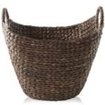Casafield Large Boat Basket with Handles - Espresso, Water Hyacinth Woven Storage Tote for Blankets, Laundry, Bathroom, Bedroom, Living Room - Image 3