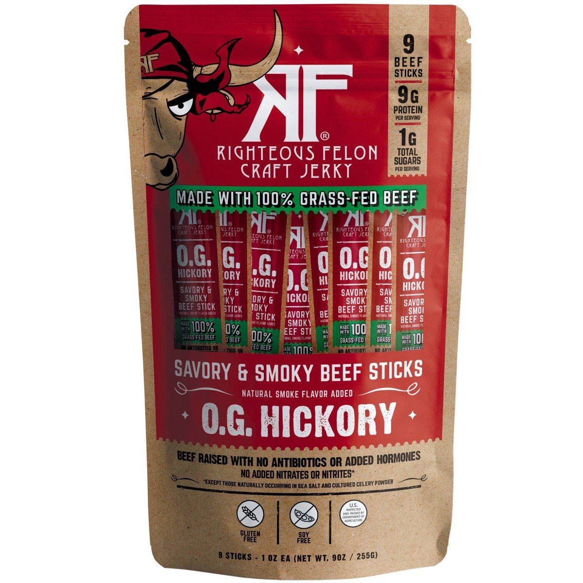 GUEST_0b509616-7d3d-48ca-9e65-e606a230cb8e.jpg Righteous Felon Craft Jerky OG Hickory Protein Snack Beef Stick - 1oz/9ct - Image 1