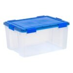 IRIS 62qt 3pk WeatherPro Plastic Storage Bin with Lid: Stackable, Transparent, Airtight, Lidded, Built-In Handles - Image 3