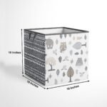 Bacati - Owls Gray/Beige Neutral Cotton Storage Box Small - Image 4