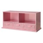 Badger Basket Stackable Shelf Storage Cubby with Three Baskets Pink