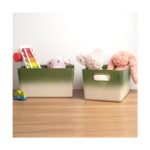 Isaac Jacobs 2pk 7"x8.11" Decorative Storage Ombre Bin Green - Image 3