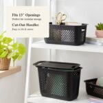Narrow Medium Rounded Rectangle Decorative Plastic Bin with Cutout Handles Black - Brightroomâ„¢ - Image 4
