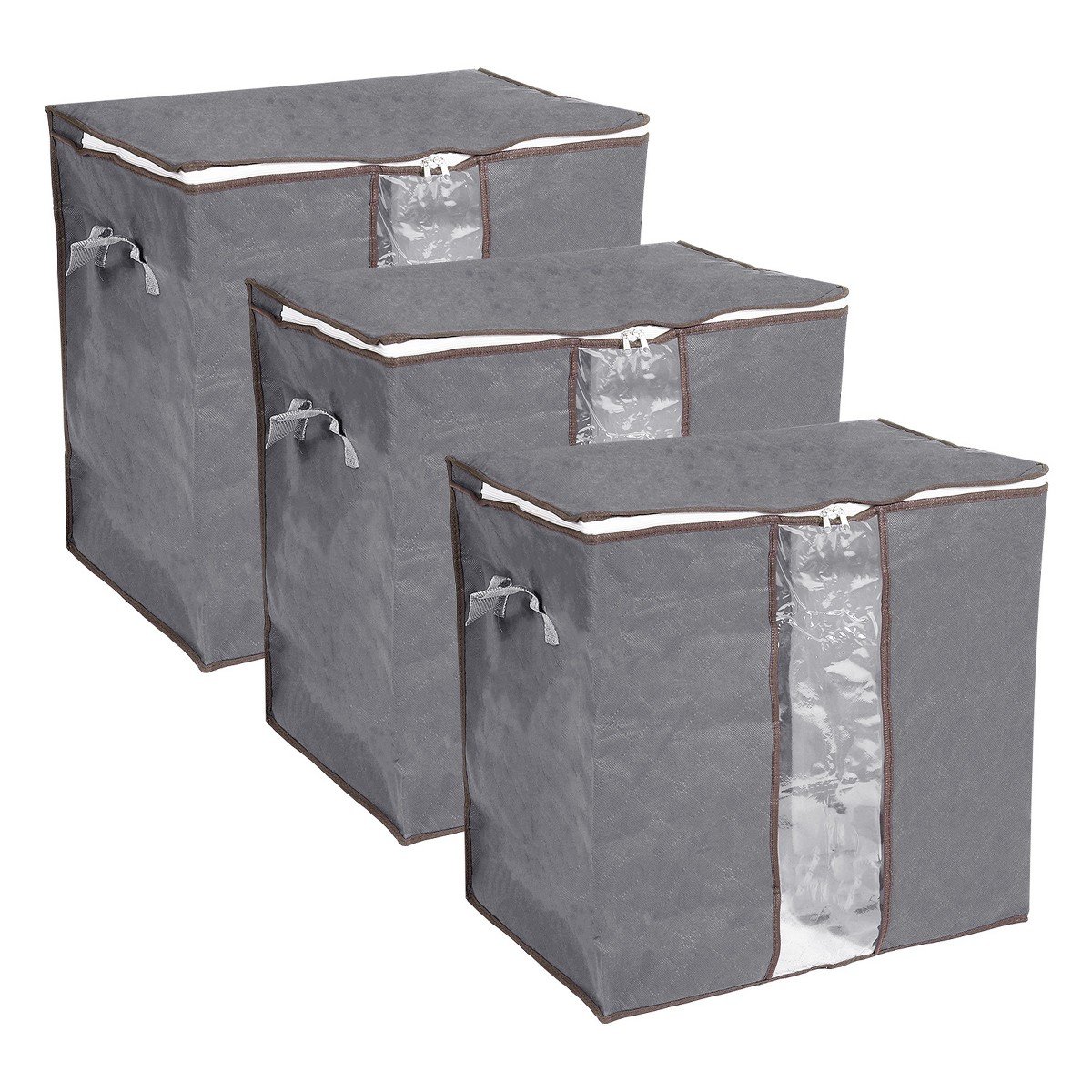 GUEST_0dc2ce16-50c4-4b43-a348-35095a3ea7a4.jpg Unique Bargains Storage Bag Organizer with Reinforced Handle for Comforters Bedding Blankets Clothing Pillows Foldable with Sturdy Zipper Grey - Image 1