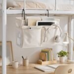 Alilang Hanging Bedside Storage Caddy with Hooks and Multiple Pockets Bed Rail Organizer - Beige - Image 3