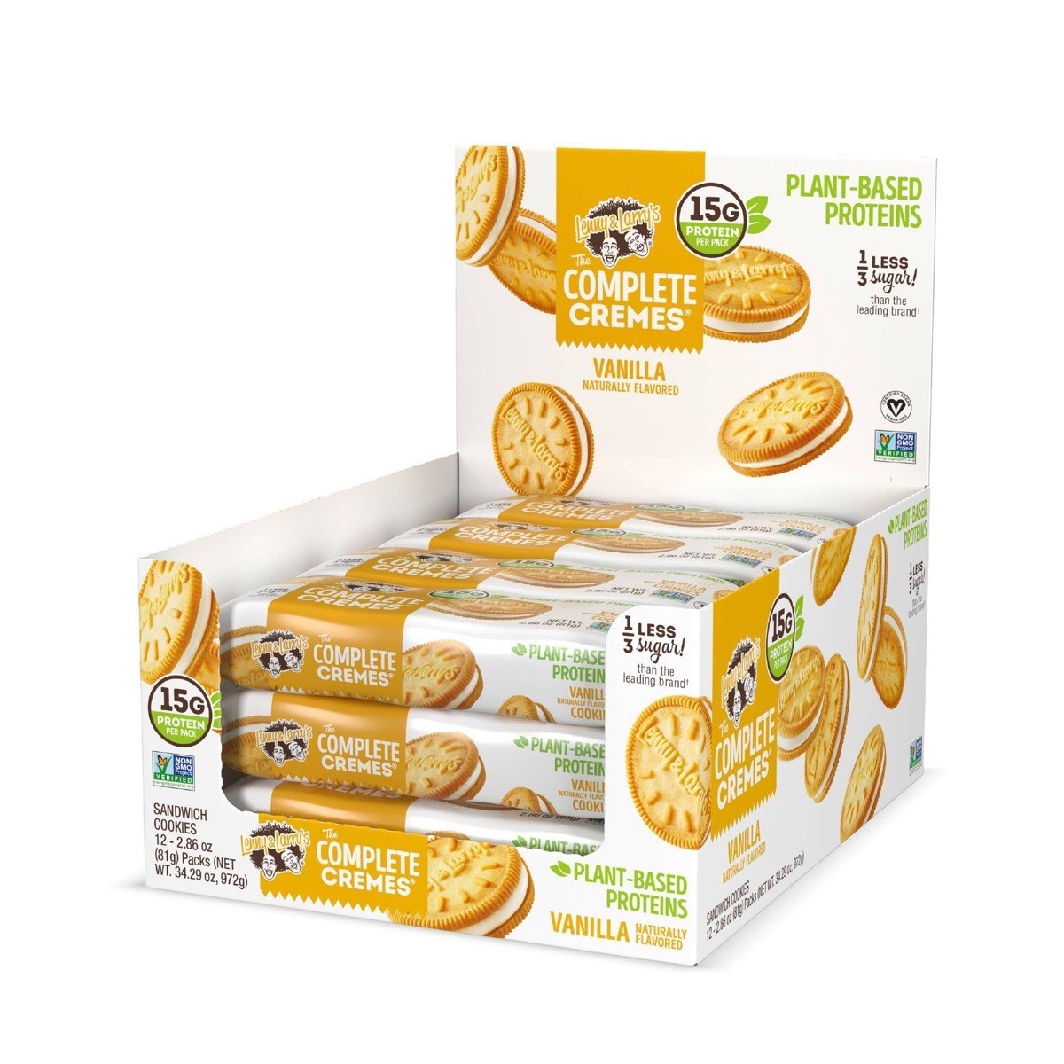 GUEST_0e654adc-b015-47f7-9366-8690980a8fea.jpg Lenny & Larry's The Complete Cremes Vegan Sandwich Cookies - Vanilla - 5g Plant Protein - 6ct/12pk - Image 1