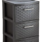 HomeRoots 13" Espresso Heavy Duty Plastic Three Drawer Rolling Storage Cabinet