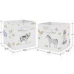 Sweet Jojo Designs Boy or Girl Gender Neutral Unisex Fabric Storage Bins Set Farm Animals - Image 4