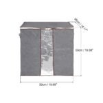 Unique Bargains Storage Bag Organizer with Reinforced Handle for Comforters Bedding Blankets Clothing Pillows Foldable with Sturdy Zipper Grey - Image 2