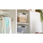 IRIS 32 Qt Stackable Plastic Storage Bins with Lids- Discreet- Pearl, 4Pk - Image 2
