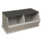 Badger Basket Woodgrain Two Bin Stackable Storage Cubby - Gray