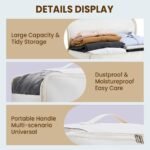 Canvas Storage Bags with Zipper, 2-Pack Large Comforter Organizer with Window & Handles for Blankets, Closet, Dorm,white - Image 4