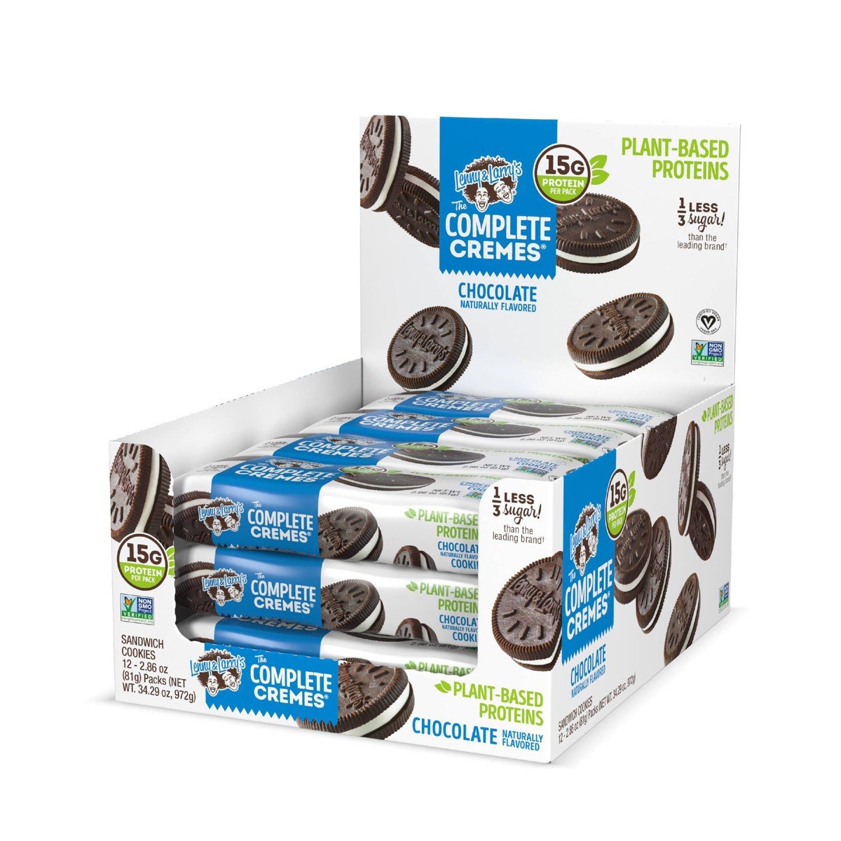 GUEST_12293a65-21b2-41b6-9b56-c4f23989859a.jpg Lenny & Larry's The Complete Cremes Vegan Sandwich Cookies - Chocolate - 5g Plant Protein - 6ct/12pk - Image 1