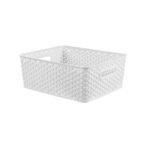 Y-Weave Medium Decorative Storage Basket White - Brightroom Portable Plastic Bin, 13 Inch Cube Compatible