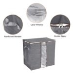 Unique Bargains Storage Bag Organizer with Reinforced Handle for Comforters Bedding Blankets Clothing Pillows Foldable with Sturdy Zipper Grey - Image 4