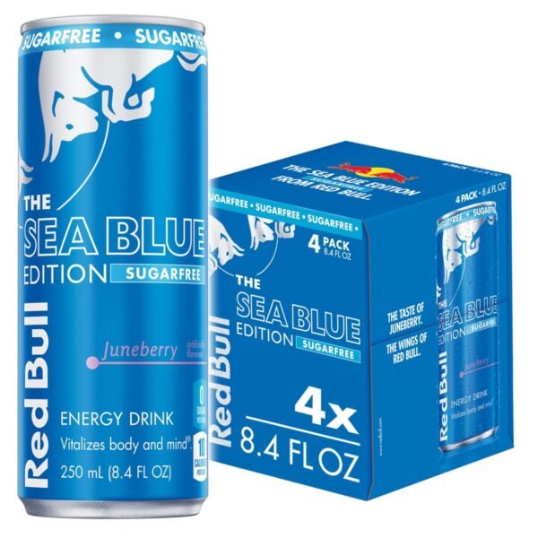 Red Bull Sea Blue Edition Sugarfree Energy Drink, Caffeinated - Juneberry - 4pk/8.4 fl oz Cans