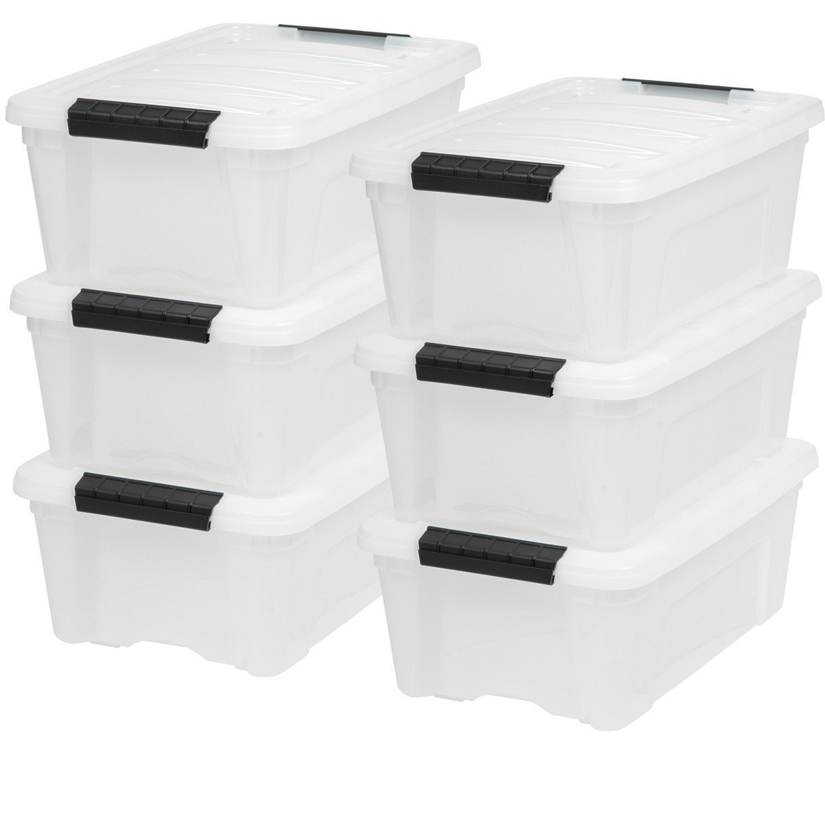 GUEST_1711117b-e412-4744-9cd4-b2d0c700507a.jpg IRIS 13 Qt Stackable Plastic Storage Bins with Lids, Discreet- Pearl, 6Pk - Image 1