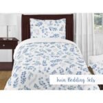 Sweet Jojo Designs Fabric Storage Bins Set Botanical Blue and White - Image 2