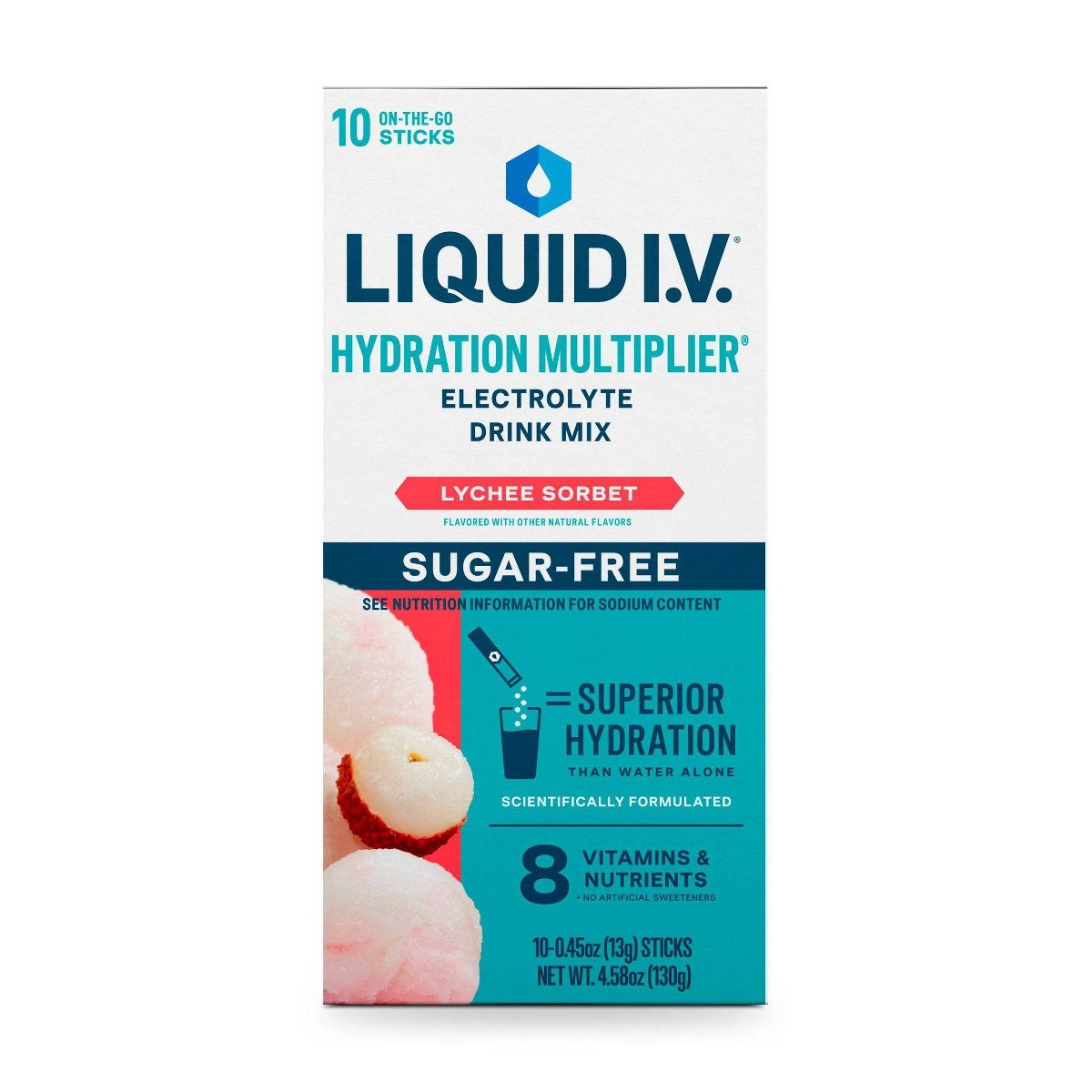 GUEST_173c1e39-9aae-4f76-84a9-c5761426210f.jpg Liquid I.V. Lychee Sorbet Sugar Free Hydration Multiplier Sports Drink - 10ct: Powdered, Non-Caffeinated - Image 1
