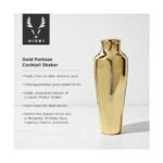 Viski Parisian Cocktail Shaker for Margarita, Whiskey Sour, Espresso Cocktails, Contoured Stainless Steel Barware for Parties, Bar Gifts, 25oz, Gold - Image 2