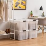 IRIS 72 Qt Stackable Plastic Storage Bins with Lids- Discreet- Pearl, 4Pk - Image 4
