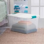 Sterilite 64 Qt Clear Plastic Stackable Storage Bin w/ White Latch Lid, 30 Pack - Image 4