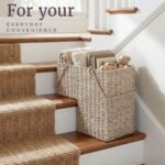 Hastings Home 14-Inch Woven Seagrass Wicker Staircase Basket with Handles - Image 4