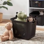 Large Rounded Square Decorative Plastic Bin with Cutout Handles Black - Brightroom™ - Image 2