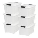 IRIS 32 Qt Plastic Stackable Storage Bin with Lid, Clear, Storage Organizer, 6Pk - Image 8