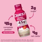 Quest 45g Protein Milkshake, Strawberry Flavored, Protein Rich, Low Sugar - 14 fl oz Bottle: Non-Caffeinated - Image 5