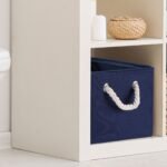 Unique Bargains Foldable Fabric Home Storage Basket Bin Box With Handles Navy Blue L - Image 3