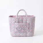 Alilang Floral Quilted Storage Tote with Handles and Front Pocket - Pink
