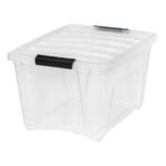 IRIS 32 Qt Plastic Stackable Storage Bin with Lid, Clear, Storage Organizer, 6Pk - Image 4